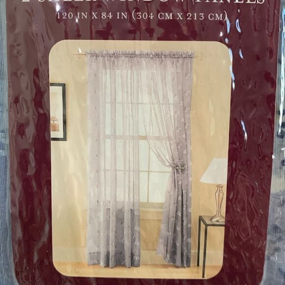 Vintage 2003 Target Basic Principle No 2 Pair Of Floral Sheer Window Panels - Picture 4 of 14